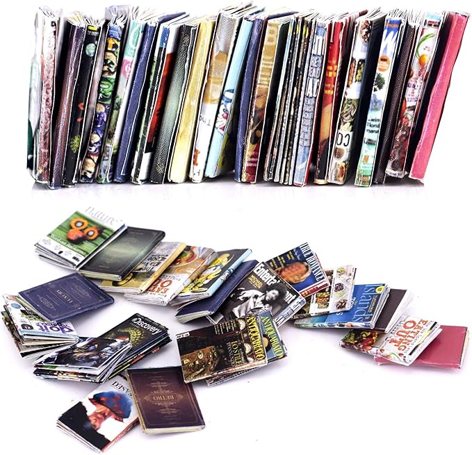Dollhouse Miniatures Magazine Books Mini Books Mini House Accessories Books Model Dollhouse Accessories 1:12 Scale DIY Puzzle Project Doll House Furnishings Accessories