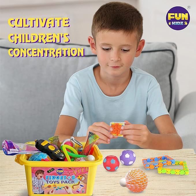 Gift Fidget Box Toys Pack for Kids 3-12, FunKidz Sensory Toys for Boys Girls Age 7-12 Autistic Children in Mystery Storage Portable Box