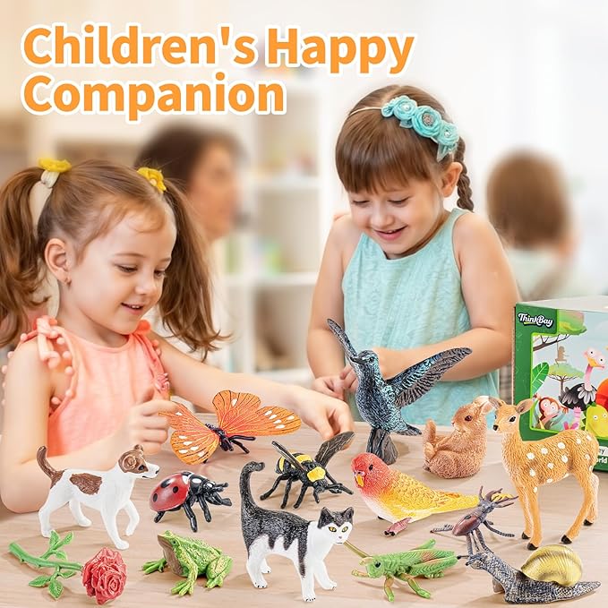 Realistic Animal Figurines Set,14PCS Assorted Insects, Birds, Mammals & Reptiles Figures for Kids Nature Exploration, Science Educational Toys, Desktop Decor, Learning Toy, Sensory Toys