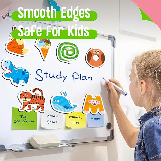 52 Magnetic Letters & Animals, Uppercase Letter Fridge Magnets Refrigerator Decors Alphabet Words Cognition Educational Learning Tool for Kids, Toddlers