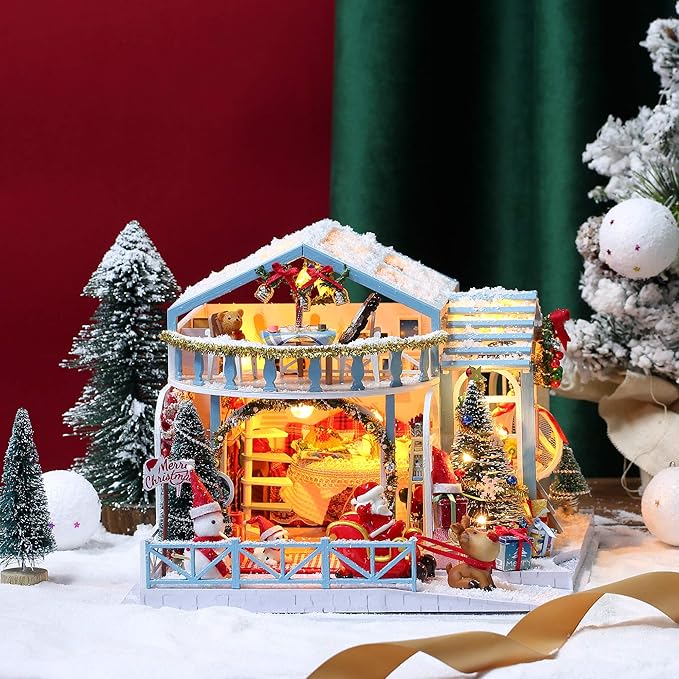 GuDoQi DIY Miniature Dollhouse Kit, Tiny House kit with Music, Miniature House Kit 1:24 Scale, Great Handmade Crafts Gift for Birthday, Christmas Night