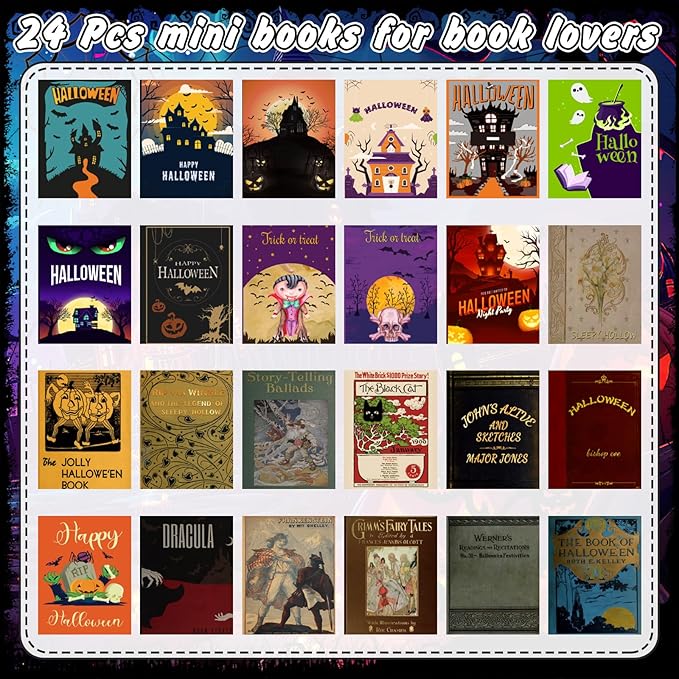 Mini Books, 24pcs 1:12 Scale Miniature Books, Dollhouse Books, Tiny Witchy Books for Dollhouse Accessories, Miniatures Collectors