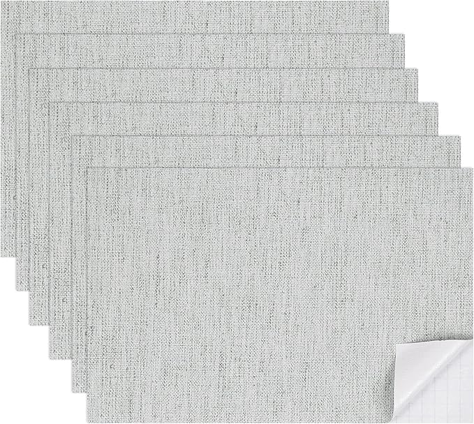 uxcell 6 Sheets Miniature Dollhouse Wallpaper, Linen Texture Self-Adhesive PVC Flooring Wall, Mini Wall Decor for Dollhouse Sand Table Model Accessories 11.81 x 7.87 Inch (Light Gray)