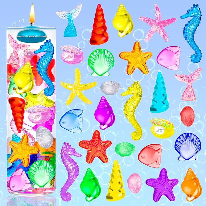 120 Pcs Plastic Seashells, Mini Ocean Mermaid Sensory Bin Filler, Mermaid Vase Filler for Party Favors
