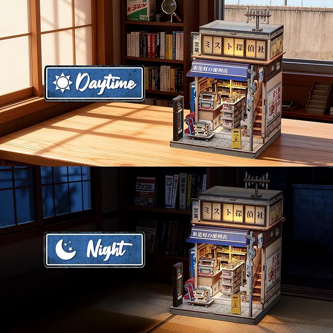 Fsolis Book Nook Kit - DIY Japanese Miniature Dollhouse Kit for Adults Bookshelf Decor Gifts for Women Readers Book Lovers (Beika-cho Convenience Store)