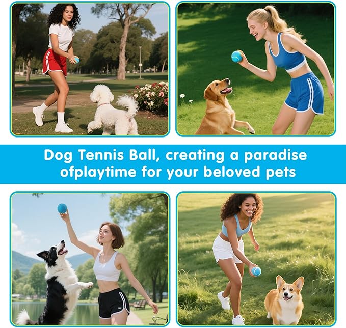 PHOEPET 6-Pack Tennis Balls for Beginner Training Practice- Bulk Dog Balls for Fetch Chew Toys(Blue)
