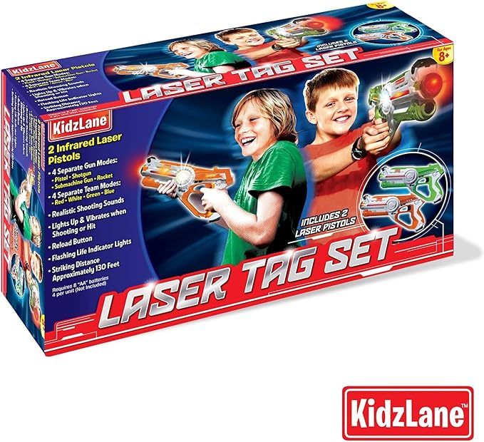 Kidzlane Infrared Laser Tag Game - Set of 2 Green/Orange - Laser tag for Kids Age 6-12