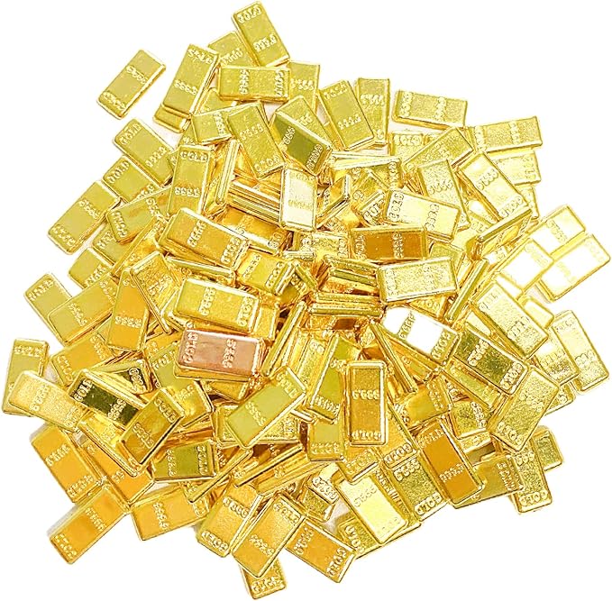 200 PCS Tiny Fake Gold Bar for Crafts Dollhouse Miniatures Mini Gold Bars for Dollhouse Fairy Garden Micro Landscaping Decoration