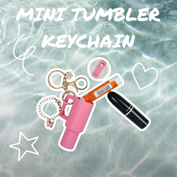 ERTUNA Mini Tumbler Keychain Accessories for Stanley Cup, 2 Way Cute Charms Chapstick Lip Balm Holder for Women Purse Handbag