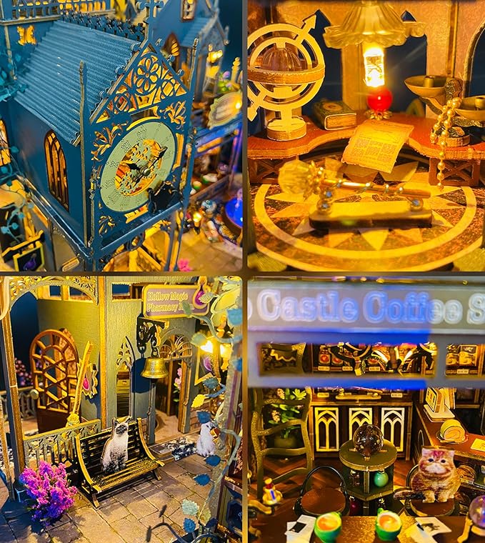 DlY Miniature Dollhouse kit, Dollhouse Kit, Miniature House Kit with Music Box, Original House Kit, Magic Bookstore, for Adults and Teens for Family and Friends. （L2401）