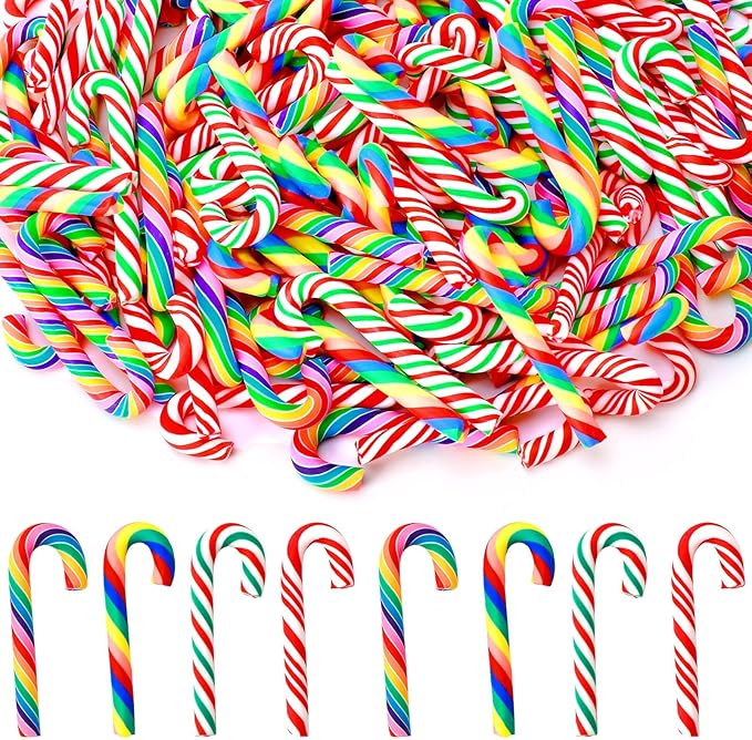 JUNEBRUSHS 120 Pcs Christmas Mini Candy Cane Fake Candy Canes Christmas Ornaments for Xmas Tree Vase Filler DIY Crafts Holiday Table Decor