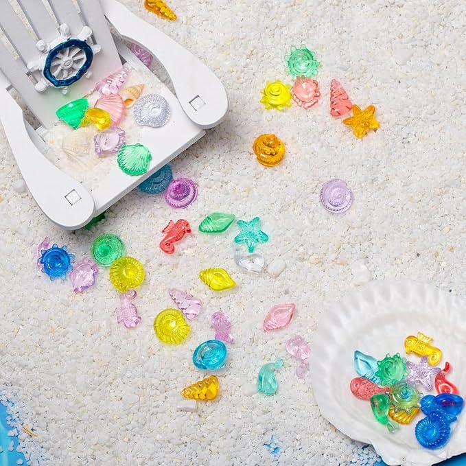 600pcs Luminous Mini Resin Animals Tiny Sea Shell Figurines,Sea Shells for Crafting, Under The Sea Party Favors,Vase Filler