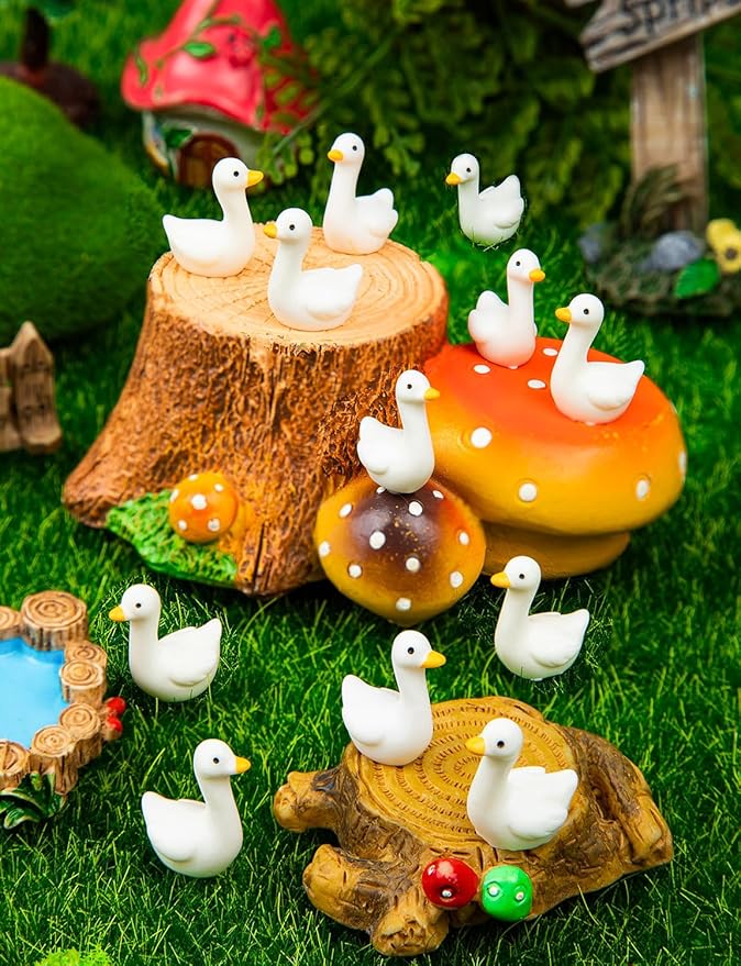 180Pcs Mini Gooses Resin, Tiny Resin Goose DIY Crafts, Lawn Yard Garden Decorfor Dollhouse Fairy Gardens Micro Landscape DIY Crafts