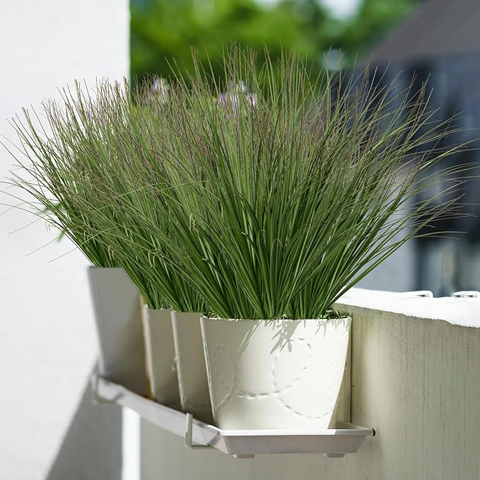 Ttranewsoo Artificial Grass,Fake Grass Artificial Shrubs Wheat Grass Greenery,Fake Grass Decor Artificial Plants Ornamental Grass Outdoor Fake Grass Green Leaves for Decoration(12PCS)