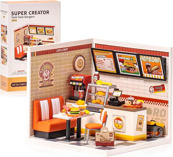 Wowood Super Creator-Mini Blocks Model Building Set for Adults, Miniature Plastic House Kit Super Store-Building Blocks Toys for Teens 8-12, DIY Crafts/Hobbies for Teens&Adults (Yum Yum Burgers)