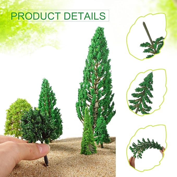 Skylety 35 Pieces Model Trees 1.2-6.3 Inch Mixed Miniature Trees Diorama Supplies Fake Plants Train Scenery Landscape Christmas Village Architecture DIY Crafts(Mixed Green,Multiple Tree)