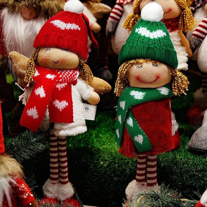 Geyoga 16 Pcs Mini Knit Doll Hat Valentines Day Small Santa Hat for Craft Winter Mini Snowman Hats and Scarf Tree Ornaments Snow Stripe Heart Wine Bottle DIY Decor Gifts