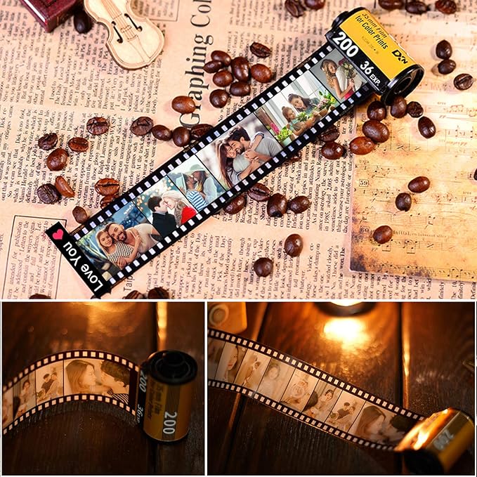 YAEILOV Personalized Photo Camera Film Roll Keychains Custom Photo Reel Album Key Rings