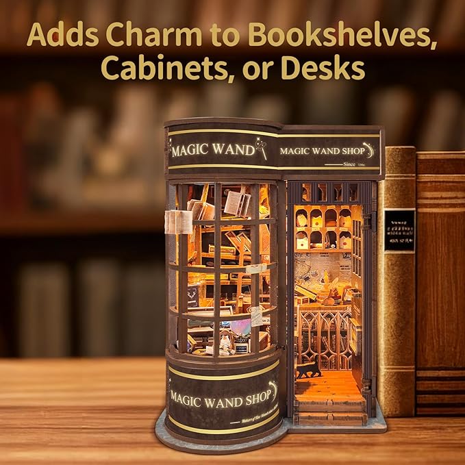 BELEEV Book Nook Kit, DIY Miniature Dollhouse Kit, 3D Wooden Puzzle for Adult and Teens, Booknook Bookshelf Decor Craft with LED Light, Gifts for Women Teens and Puzzle Lovers - Magic Wand Store