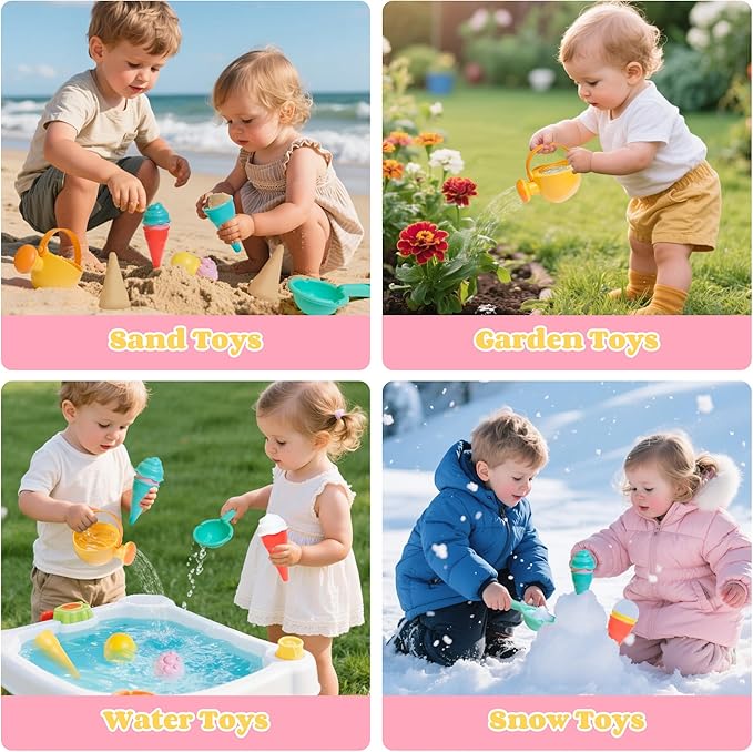 Baby Bath Toys for Kids Ages 1-3 6 PCS Ice Cream Toddler Bath Toys Mold Free Bathtub Water Shower Toys for 1 2 3 4 5 6 Years Old Girls Boys Birthday Gifts
