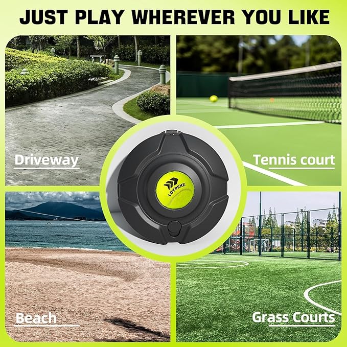 Tezewa Tennis Trainer Set Tennis Practice Rebounder with String Solo Tennis Trainer Practice Equipment Several Replacement Rebound Balls Portable Tennis Practice Equipment for Adults Kids
