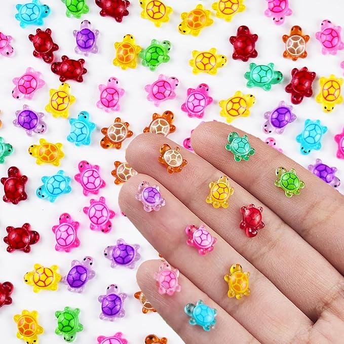 100 Pieces Tiny Turtles for Crafts Luminous Mini Resin Turtles Dollhouse Miniatures Mini Animals for Fairy Garden Micro Landscaping Decoration