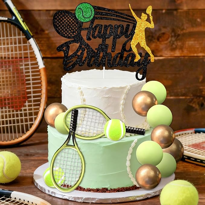 Tennis Cake Decoration Sports Happy Birthday Party Decorations Sport Tennis Birthday Cake Decorations Player for Sport Baby Shower Bridal Shower Wedding Party Supplies