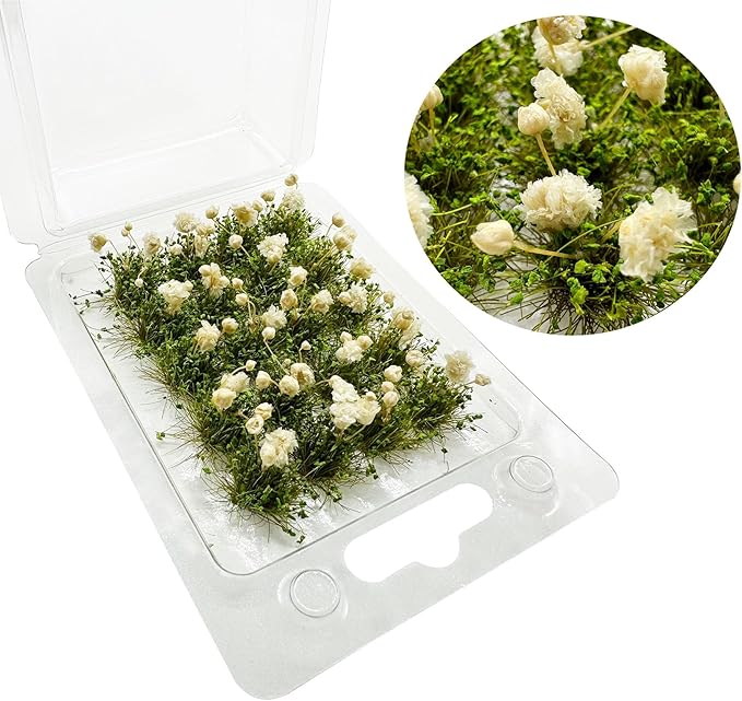 Woohome Flower Cluster Flower Vegetation Groups Grass Tufts Miniature Static Scenery for DIY Architecture Building Model Railway Train Diorama Garden Scenery Landscape Layout (Gardenia, White)