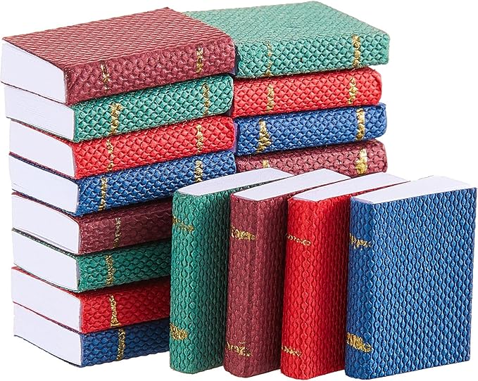 Sumind 20 Pieces 1:12 Scale Miniatures Dollhouse Books Assorted Miniatures Dollhouse Mini Books Decoration Accessories Doll Toy Supplies (Solid Style)