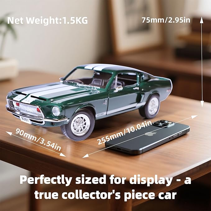 1968 Ford Shelby Cobra GT-500KR 1:18 Scale Diecast Model Premium Alloy Sports Collection Cars with Display Case, for Kids Men and Teens Dad 14+ Year
