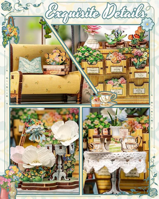 CUTEBEE Garden House Book Nook Kit, DIY Miniature House Kit for Teens Adults, 3D Wooden Puzzle Booknook Tiny House Building Kit for Book Lovers, Gift for Bride and Groom, Family, Friends