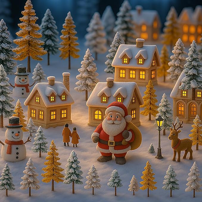 Skylety 35 Pieces Model Trees 1.2-6.3 Inch Mixed Miniature Trees Diorama Supplies Fake Plants Train Scenery Landscape Christmas Village Architecture DIY Crafts(Dark Green, Gold, White,Snowy Cedar)