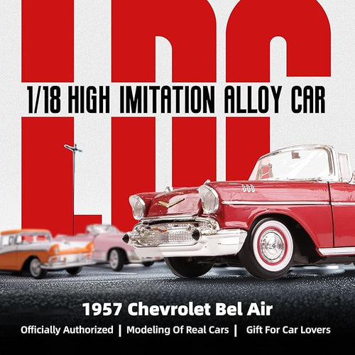 1957 Chevrolet Bel Air Convertible 1:18 Diecast Model Car Working Doors, Premium Alloy Classic Collection Car Collector's for Kids Men and Teens Dad 14+ Year