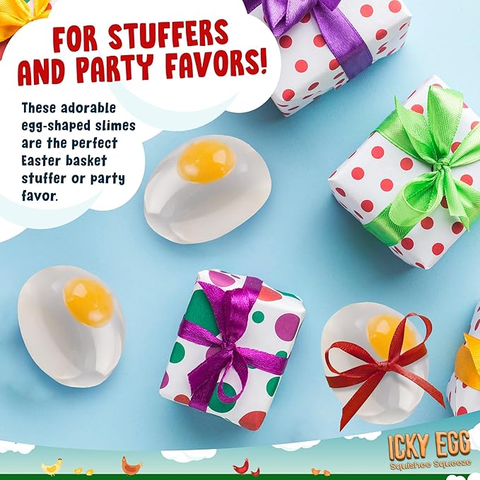 Squishy Ball Eggs Clear Egg Yolk Fun Squeeze Toys Stress Toys for Kids Easter Basket Fillers Squishy Funky Eggs Birthday Party Favors Pack of 8 Squishy Eggs