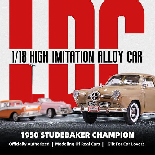 1950 Studebaker Champion 1/18 Scale Die-Cast Metal Model Premium Classic Vintage Alloy Collection Cars with Display Case, for Kids Men and Teens Dad 14+ Year