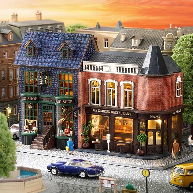 Kisoy DIY Miniature House Kit, Tiny House Building Kit with Furniture and LED Light for Adults and Teens, DIY Mini House Craft Kit, Decorations/Gifts for Family and Friends(Magic Shop)