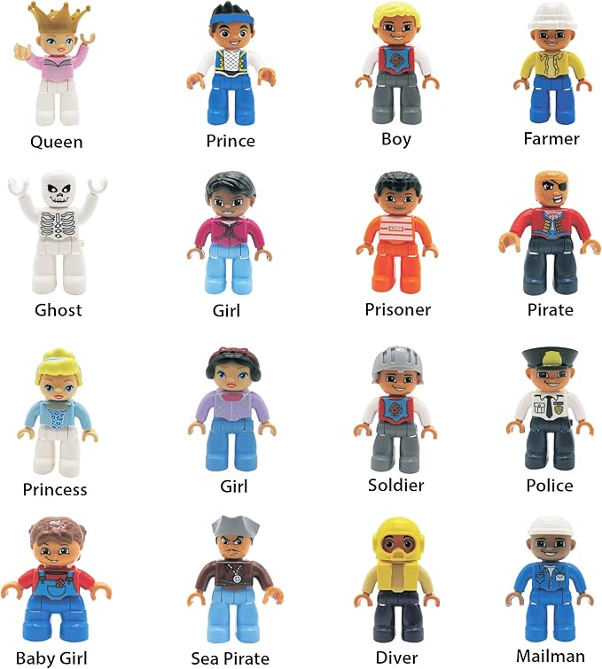People Figures for Kids Building Blocks - Preschool Toys Building Blocks People Set for Kids - Compatible with All Major Brands Building Blocks for Toddlers 1-6 Years