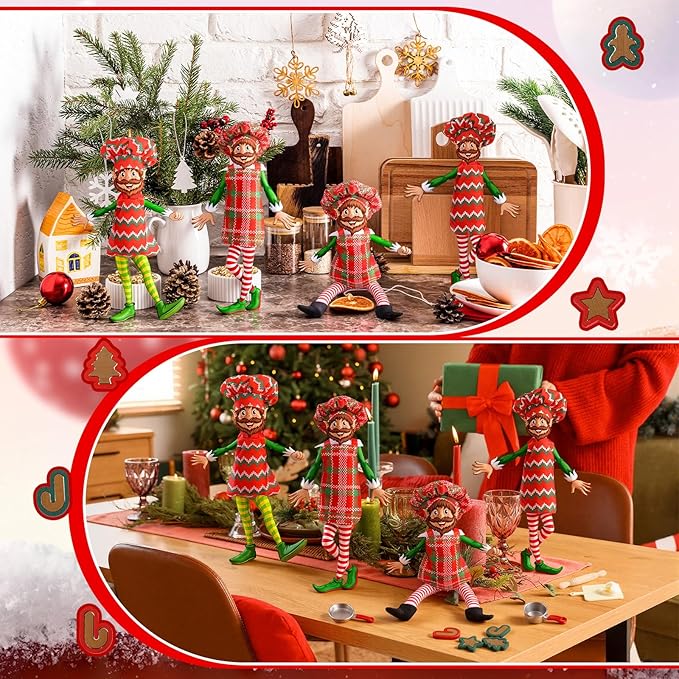 36 Pcs Christmas Doll Accessories Dolls Baker Outfit Set Christmas Mini Doll Cooking Accessories Include Baker Outfit Mini Baking Props for Dollhouse Decorations Girls and Boys Xmas Gift
