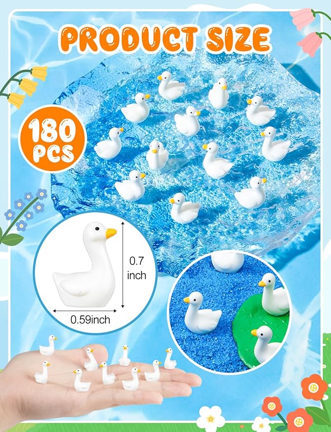 180Pcs Mini Gooses Resin, Tiny Resin Goose DIY Crafts, Lawn Yard Garden Decorfor Dollhouse Fairy Gardens Micro Landscape DIY Crafts