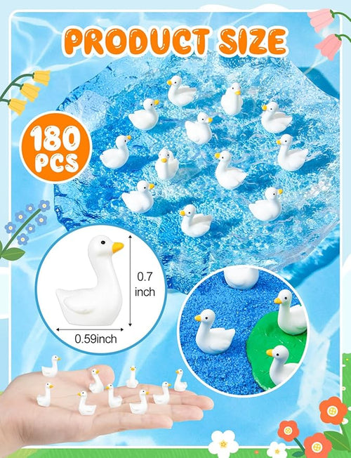 180Pcs Mini Gooses Resin, Tiny Resin Goose DIY Crafts, Lawn Yard Garden Decorfor Dollhouse Fairy Gardens Micro Landscape DIY Crafts