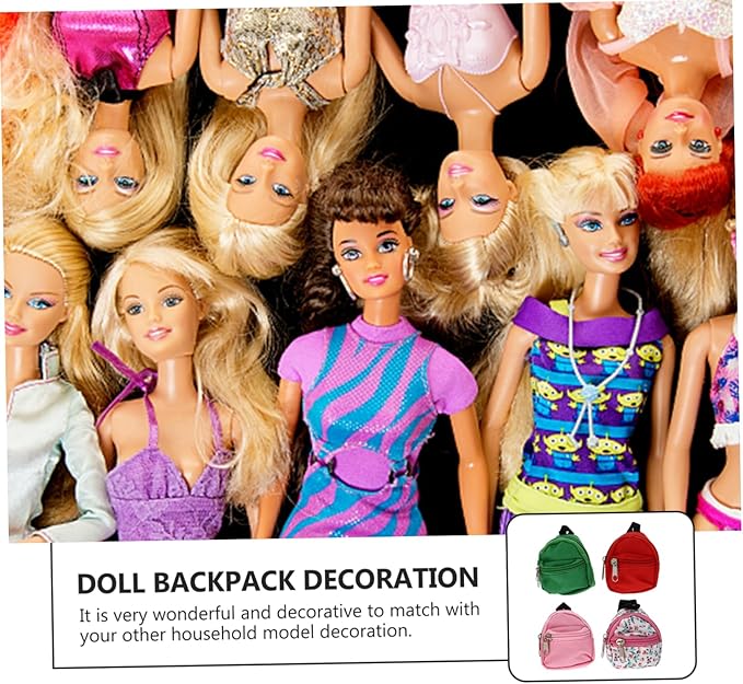 4pcs Mini Doll Backpack Decorative House Accessories for Miniature Collectibles Lightweight Vivid Design for Creative Home Decor for Dollhouses and Handmade Displays