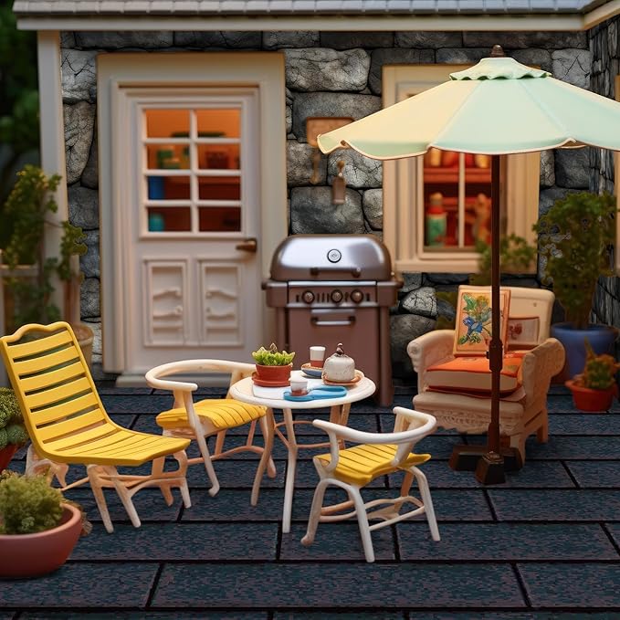 Flutesan 24 Pcs Miniature Dollhouse Wallpaper and Flooring Peel and Stick Mini DIY Self Adhesive Dollhouse Accessories 8.27 x 11.69 Inch (Roof Shingles Black Rectangular)