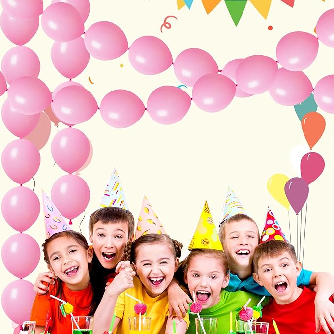ADIDO EVA Link Balloons Pink 10 Inch Latex Quick Linkale Balloon 80 Pcs for Birthday, Halloween, Christmas, Party Festival Decorations