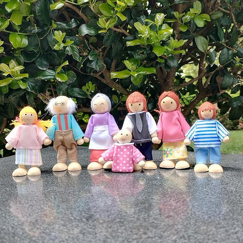 12 Pieces Wooden Dollhouse Family Set with Dog Cat Mini People Figures Dollhouse Dolls Wooden Doll Family Pretend Play Figures Accessories for Pretend Dollhouse(Style 2)