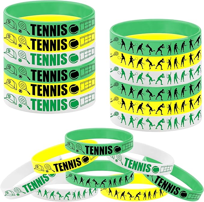 ATSMOICY 24PCS Tennis Rubber Bracelets -Tennis Party Supplies Sports Birthday Weeding Tennis Silicone Wristbands Party Favors