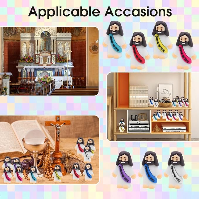 210 Pack Little Jesus Figurines in Bulk, Pocket Jesus Loves You, Jesus Small Figures, Little Tiny Jesus Figures for Church Christmas Party Favors Baptism Gifts