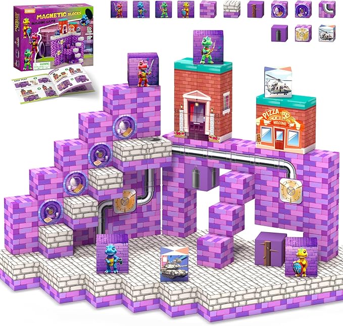 48PCS Magnetic Blocks, Stocking Stuffers for Kids,Ideal Gifts for Ages 3 4 5 6 Year Old, Magnetic Cubes Sensory Montessori Toys for 3 4 5 6 7 8 Year Old Boys & Girls