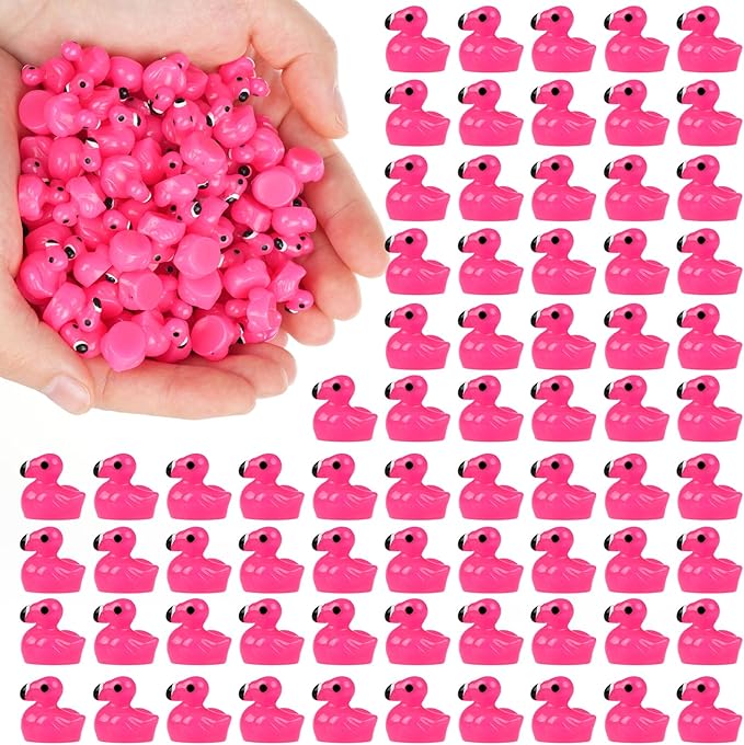 240PCS Mini Flamingo Resin Ducks Set Miniature Flamingo Gifts Tiny Animal Figurines Toy Bulk for Garden Decor DIY Craft Micro Landscape Fairy Party