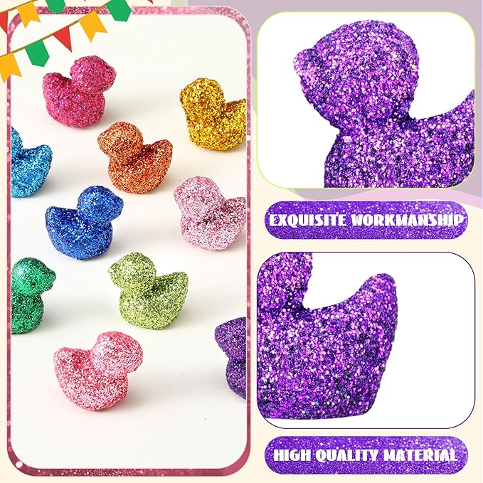 Yaocom Vivid Glitter Mini Duck Statue Golden Duck Figurines Micro Garden Landscape Dollhouse Cake Decoration Potted Plants DIY Craft Charms for Party Christmas Thanksgiving Gift