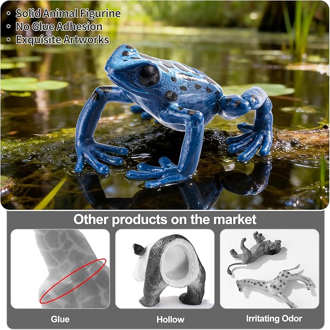 9PCS Amphibian Animals Figurines Toys for Kids with Rainforest Reptile Animals Figurines Include Salamanders, Ichthyophis, Frog Figures, Cake Toppers Party Favors for Toddler